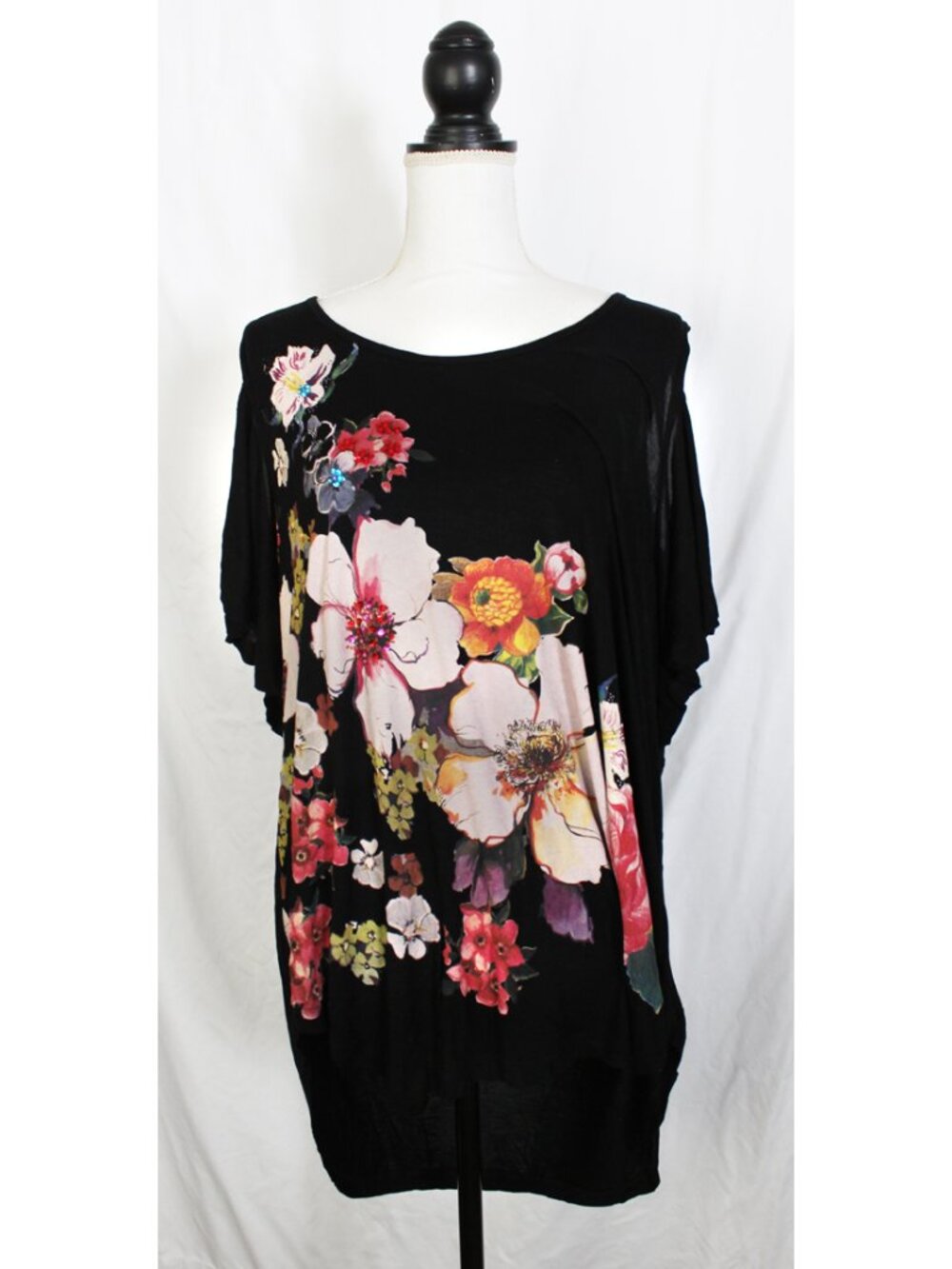 Designual Women's Black Flower Blouse - XL